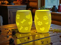 Litophane Tealight Lamp Paw-Heart-Bone Dog Inverted