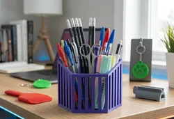 Minimalist Violet Geometric Desk Basket