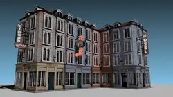 3 Piece Modular European Shop Apartment Building 3D model