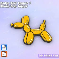 3D Printer Accessories STL indir - Badge Reel Topper Flat Back Balloon dog - TeoRk