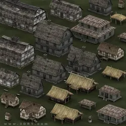 3DRT - Medieval Houses Pack  Low-poly 3D model