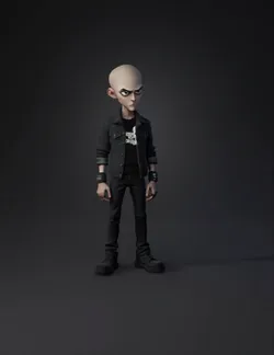 gothic character standing in a eerie cemetery with ghosts and tombston