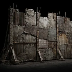 messy wall and shelves or barricade