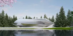 Modern public building 3D and rendering 3D model