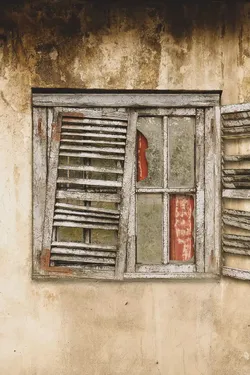 Old broken wooden window Low-poly 3D model