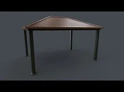 PBR Wooden Pergola Gazebo B4 Low-poly 3D model