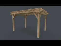 PBR Wooden Pergola Gazebo C3 Low-poly 3D model
