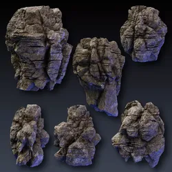 Rock Face Cliff Blocks 01 3D model
