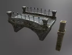 Stone bridge Low-poly 3D model
