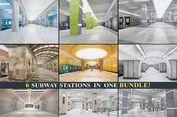 Subway Stations Pack - 6 Scenes Low-poly 3D model