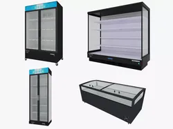 Supermarket Freezer Refrigirator Low-poly 3D model