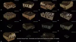 Ukraine House Pack - Enterable and Optimized lowpoly 3d models