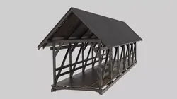Wooden Covered Bridge Low-poly 3D model