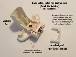 Door Latch/Catch for Dishwasher (Quick Fix Edition for PN: 4055283925)