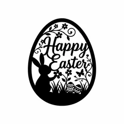 Happy Easter - Bunny Egg Silhouette