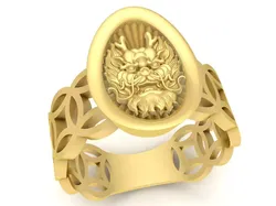 Luxury Oval Dragon Ring With Openwork Band Design  3594 3D print model