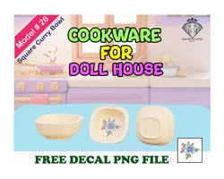 Other STL indir - Square Curry Bowl with Free Decal - DIAMOND-LION