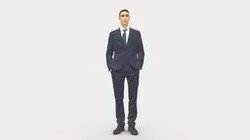 Young man in green tie and suit 0383