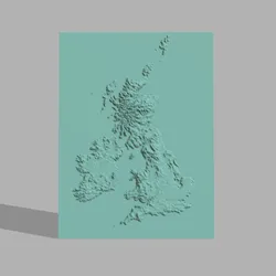 UK + Ireland(British Isles) Height Map Card