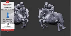 Horse & Jockey Riding Pose - STL files for 3D Printing | Gambody Stock