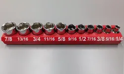 Remixed Imperial Socket Holders 3/8" Drive - Gridfinity (1 row)