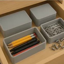 Set of boxes and lids for drawer and desk Organization