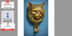 Steampunk Persian Cat Wall Hook - Highly Detailed STL Files | Gambody Stock