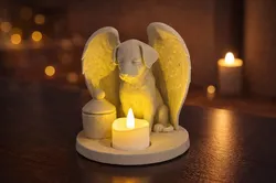 Angel Dog Memorial Urn & Tealight In Loving Memory