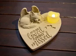 Angel Maine Coon Memorial Statue - Always Loved Forever Missed