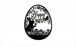 Happy Easter - Bunny Egg Silhouette 2