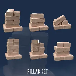 Pillar Set (6 Models) - Pillar - Pillars - Modular Pillars - Brick - Ruins - Pillars Set - Building Pillars