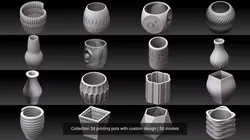 Collection 3d printing pots with custom design 3D Model Pack