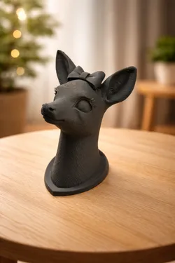 Elegant figurine of a roe deer with a bow