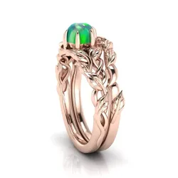 Floral Engagement Ring with wedding band for Women 9 3D print model