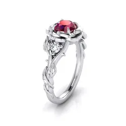 Floral Engagement Wedding Ring for Women 3 3D print model