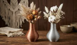 Modern Ringed Metallic Boho Vase