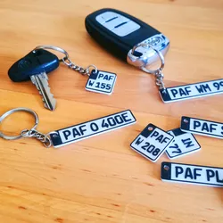 Parametric car/motorcycle license plate keychain