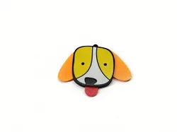 Dog keychain charm with linked ear and tongue movement