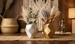 Modern Angular Metallic Boho Vase