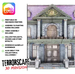 3D Mansion for Terrorscape 3d mansion boardgame with fear tokens, key and Separate Ways stands included (Halloween, Diorama, Hounted House)