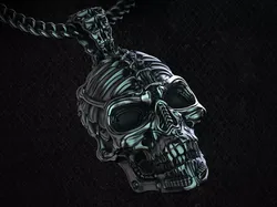 Biomechanical Skull Pendant Silencer with original holder  3D print model