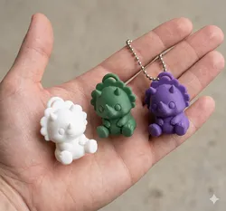 Cute Triceratops Keychain – Mini Dino Model