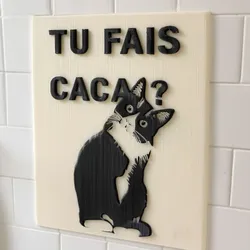 Panneau mural humoristique chats - "Tu fais caca ?"