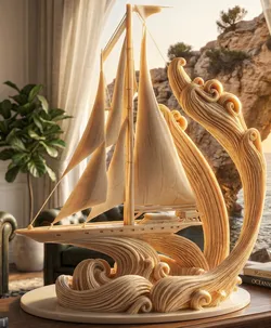 Sailboat on Wave Sculpture