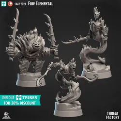 Three Fire Elementals Myrmidons (Medium and Large size)