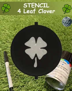 Golf - Golf Ball Stencil - Insert - 4 Leaf Clover - Marker
