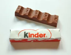Kinder chocolate bar, keychain and fridge magnet