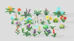 Stylized Low Poly Flowers Pack 01