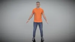 Young man in orange t-shirt in A-pose 328