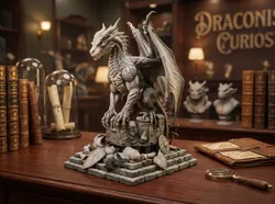 Epic Dragon on Ruined Castle - Fantasy Dragon Statue